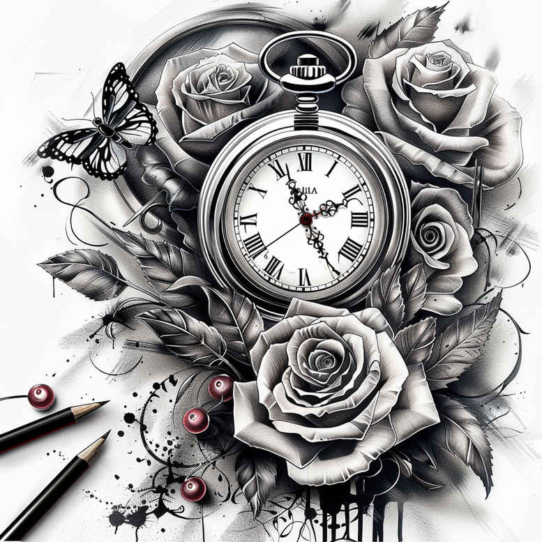 rose-tattoo – tattoo design ideas free ai generated – miniature – for-stomach – Gallery: roses-inkby-ai