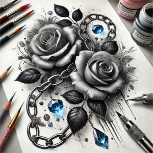 rose-traditional-tattoo – tattoo design ideas free ai generated – pure-motif – for-upper-arm – Gallery: roses-inkby-ai