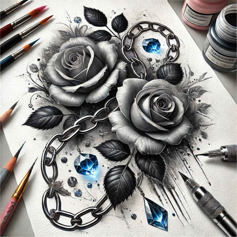 rose-traditional-tattoo – tattoo design ideas free ai generated – pure-motif – for-upper-arm – Gallery: roses-inkby-ai