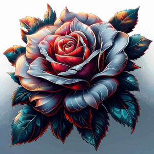 rose-wavy-line-tattoo – tattoo design ideas free ai generated – dotwork – for-behind-ear – Gallery: roses-inkby-ai