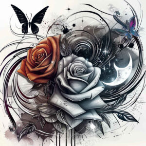 rose-wavy-line-tattoo – tattoo design ideas free ai generated – little-tattoo – for-wrist – Gallery: roses-inkby-ai