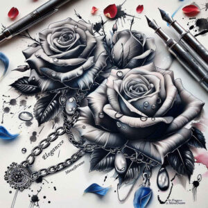 rose-wavy-line-tattoo – tattoo design ideas free ai generated – pure-motif – for-palm – Gallery: roses-inkby-ai
