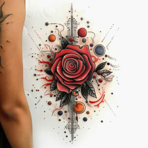 rose-wavy-line-tattoo – tattoo design ideas free ai generated – unadorned – for-upper-arm – Gallery: roses-inkby-ai