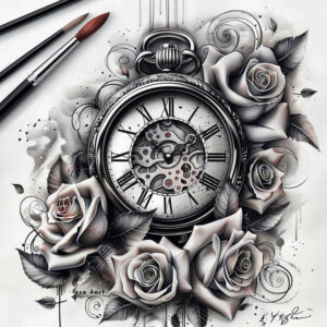 shaded-rose-tattoo – tattoo design ideas free ai generated – airy – for-knee – Gallery: roses-inkby-ai