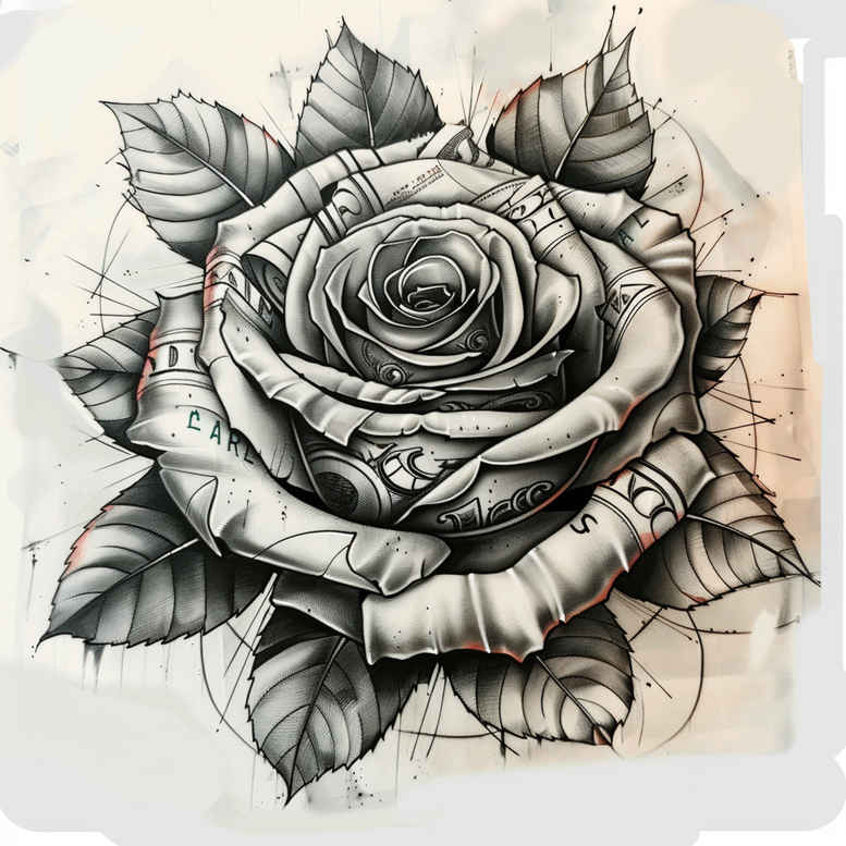 shaded-rose-tattoo – tattoo design ideas free ai generated – crisp-outline – for-wrist-side – Gallery: roses-inkby-ai