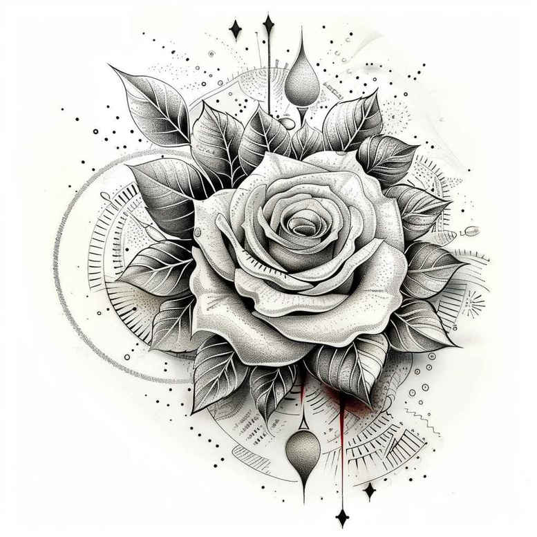 shadow-and-light-rose-tattoo – tattoo design ideas free ai generated – clean-stroke – for-biceps – Gallery: roses-inkby-ai