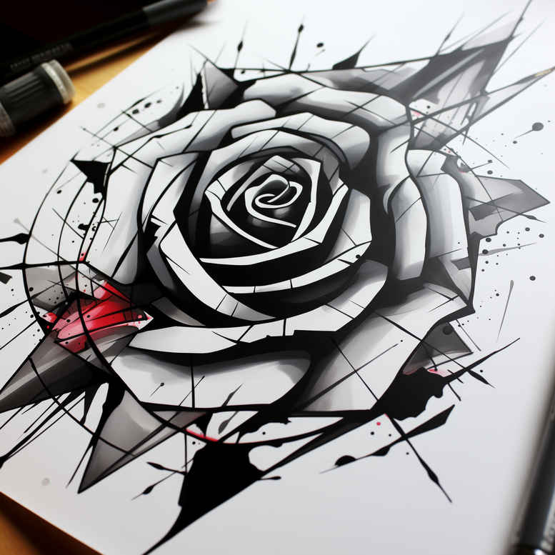 shadow-and-light-rose-tattoo – tattoo design ideas free ai generated – few-strokes – for-shoulder – Gallery: roses-inkby-ai