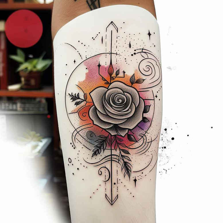 shadow-and-light-rose-tattoo – tattoo design ideas free ai generated – modest – for-arm – Gallery: roses-inkby-ai