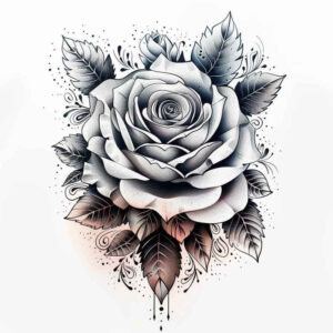 shadow-and-light-rose-tattoo – tattoo design ideas free ai generated – plain-tattoo – for-back – Gallery: roses-inkby-ai