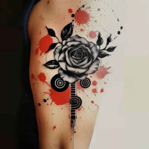 shadow-and-light-rose-tattoo – tattoo design ideas free ai generated – quiet – for-forearm – Gallery: roses-inkby-ai