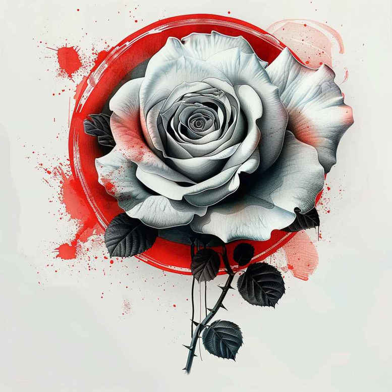 shadow-and-light-rose-tattoo – tattoo design ideas free ai generated – short-stroke – for-sternum – Gallery: roses-inkby-ai