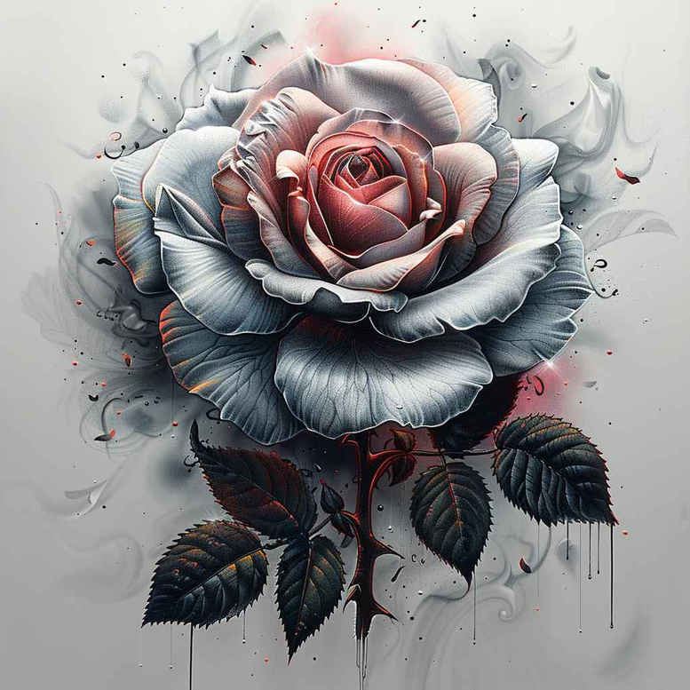 soft-shading-rose-tattoo – tattoo design ideas free ai generated – single-dot – for-heel – Gallery: roses-inkby-ai