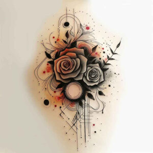 spiritual-rose-tattoo – tattoo design ideas free ai generated – pinprick – for-upper-shoulder – Gallery: roses-inkby-ai
