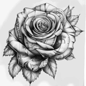 talisman-rose-tattoo – tattoo design ideas free ai generated – clear-cut – for-shoulder – Gallery: roses-inkby-ai