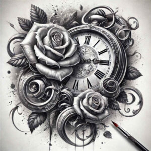 talisman-rose-tattoo – tattoo design ideas free ai generated – concise – for-lower-arm – Gallery: roses-inkby-ai