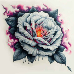 talisman-rose-tattoo – tattoo design ideas free ai generated – micro-tattoo – for-upper-chest – Gallery: roses-inkby-ai