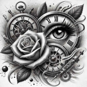 talisman-rose-tattoo – tattoo design ideas free ai generated – miniature – for-scapula – Gallery: roses-inkby-ai