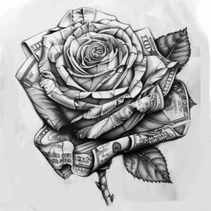 talisman-rose-tattoo – tattoo design ideas free ai generated – ultra-thin – for-calf – Gallery: roses-inkby-ai