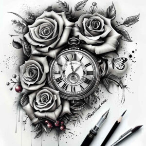 roses tattoo design ideas Surrealism disorienting beauty and pain for collarbone