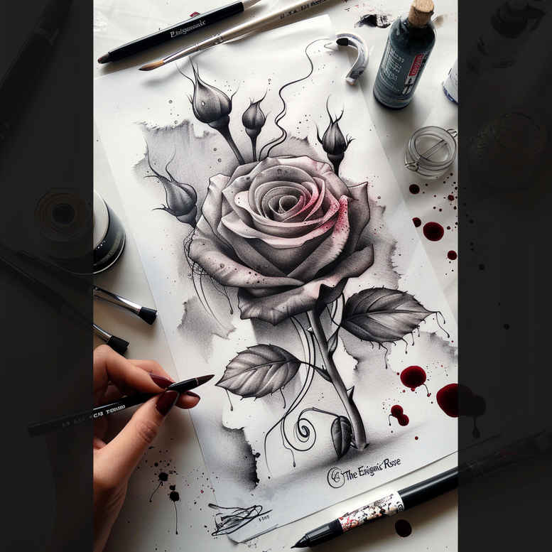 roses tattoo design ideas Surrealism enigmatic light beauty and pain symbolising strength