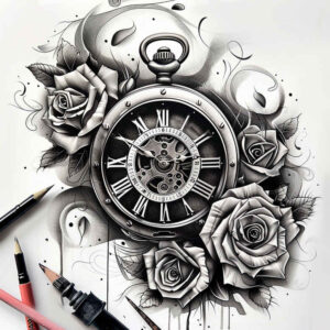 roses tattoo design ideas bold color blocks blooming heart stands for courage