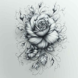 roses tattoo design ideas Surrealism psychedelic blooming life symbol of courage
