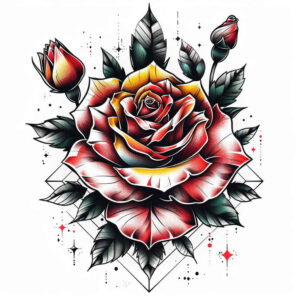 roses tattoo design ideas Surrealism chromatic aberration blooming life symbolising perseverance