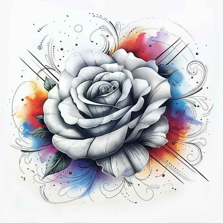 roses tattoo design ideas Surrealism floating elements delicate stem embodying determination