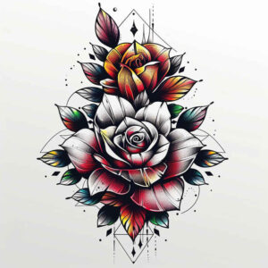 roses tattoo design ideas illustrative style delicate stem embodying determination