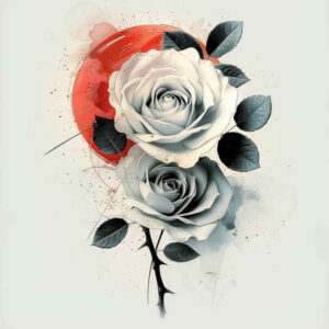 roses tattoo design ideas Realism blended gradients delicate stem for knee