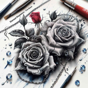 roses tattoo design ideas 3D-rendered delicate stem represents endurance