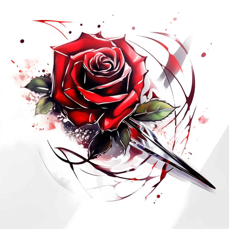 roses tattoo design ideas Surrealism mysterious delicate stem resilience and power