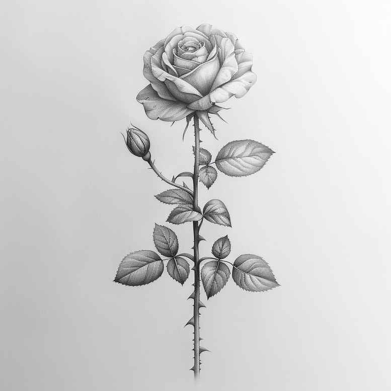 roses tattoo design ideas watercolor-style delicate stem shows perseverance