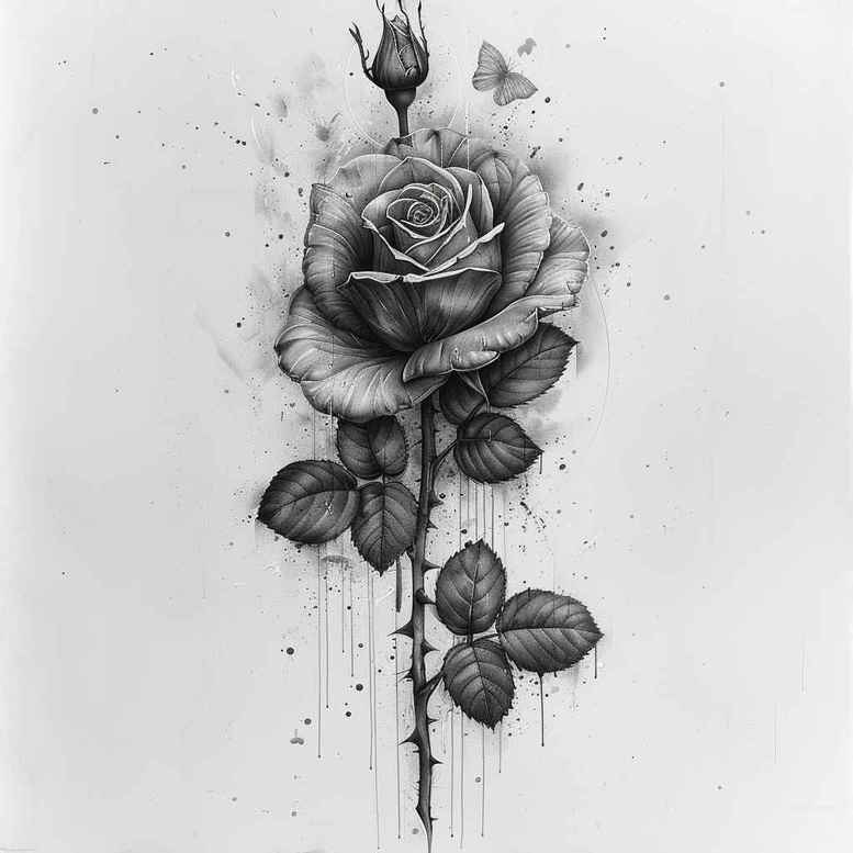 roses tattoo design ideas Surrealism fantasy-inspired elegance for lower chest