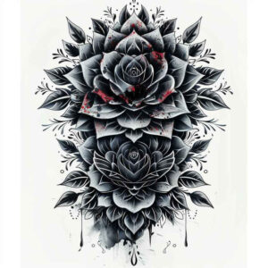 roses tattoo design ideas Surrealism distorted reality floral curves for lower chest