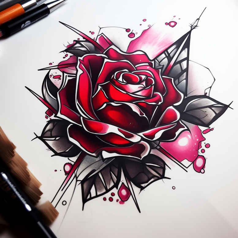 roses tattoo design ideas Surrealism mystical floral essence symbolising strength
