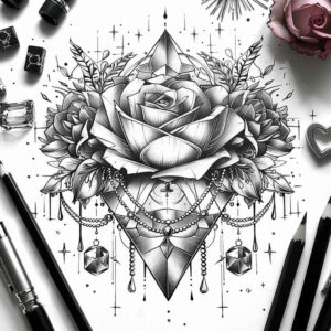 roses tattoo design ideas close-up graceful for sternum