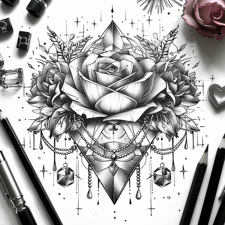 roses tattoo design ideas close-up graceful for sternum