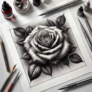 roses tattoo design ideas bold highlights intricate petalwork for calf
