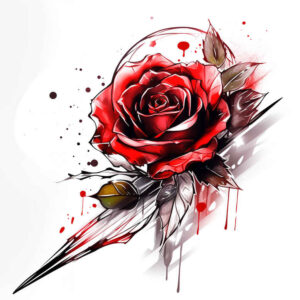 roses tattoo design ideas Surrealism phantom petals for lower leg