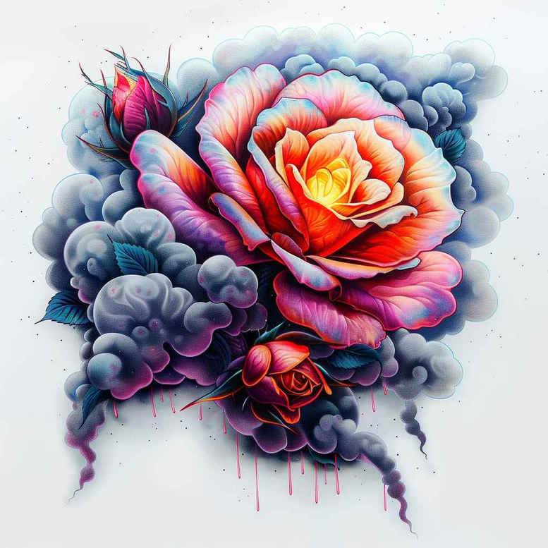 roses tattoo design ideas Realism real shadows petals for lower thigh