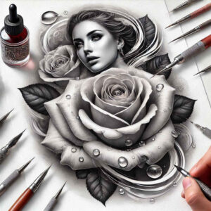 roses tattoo design ideas contoured forms petals symbol of endurance
