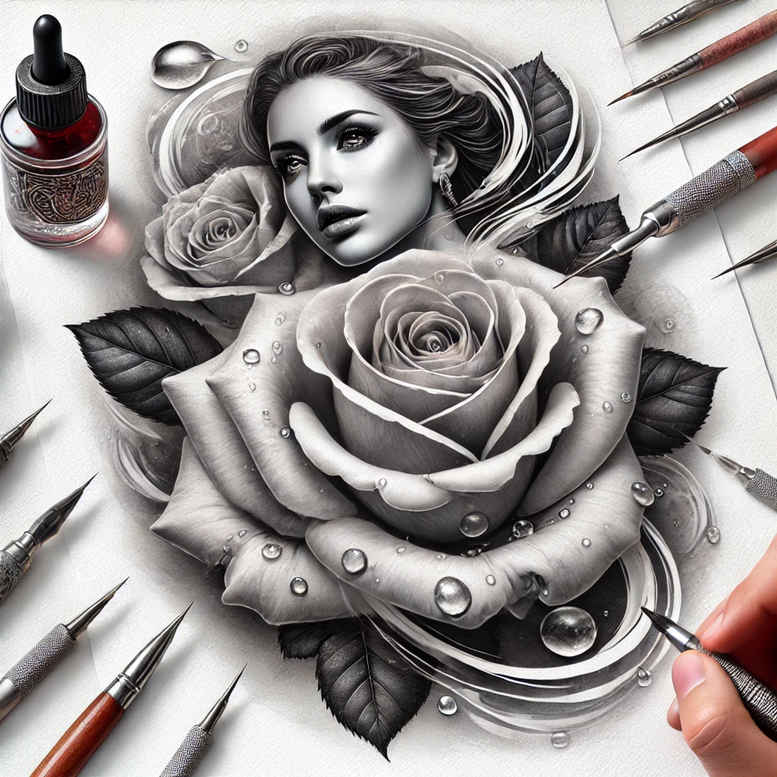 roses tattoo design ideas contoured forms petals symbol of endurance