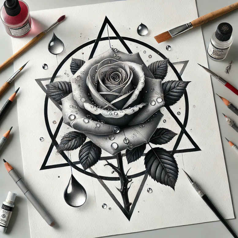 roses tattoo design ideas Surrealism phantom red bloom courage and power