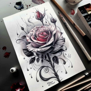 roses tattoo design ideas Realism realistic proportions romantic linework for sternum
