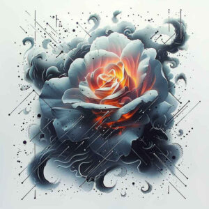 roses tattoo design ideas Surrealism juxtaposition romantic linework for sternum