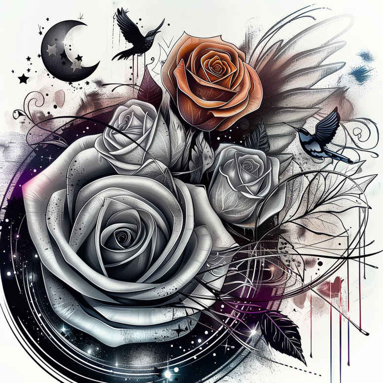 roses tattoo design ideas Surrealism symbolism romantic linework stands for resilience