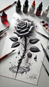 roses tattoo design ideas Neotraditional balanced tones sacred rose for palm