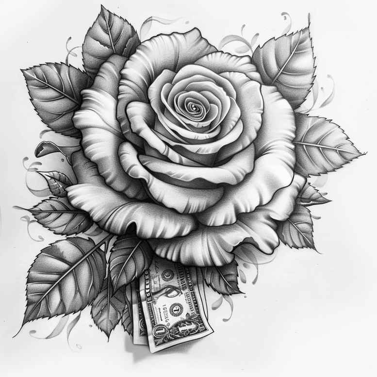 roses tattoo design ideas Surrealism shadow play sacred rose for thigh