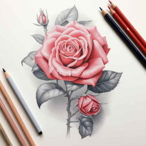 roses tattoo design ideas Realism studio quality soft contrast symbolising perseverance